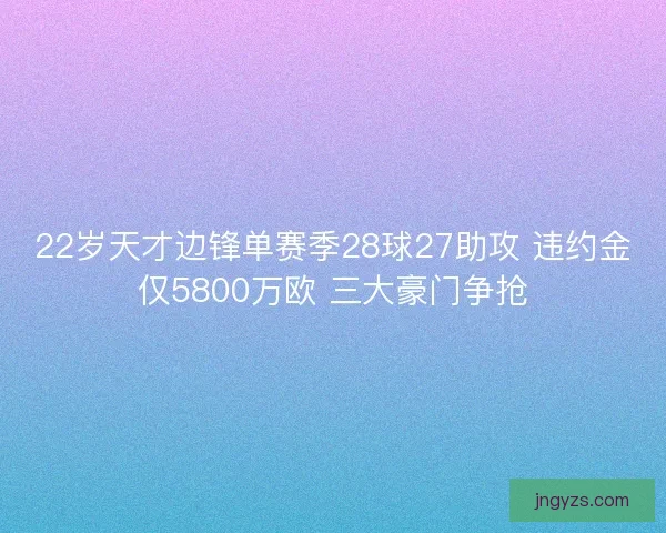 22岁天才边锋单赛季28球27助攻 违约金仅5800万欧 三大豪门争抢