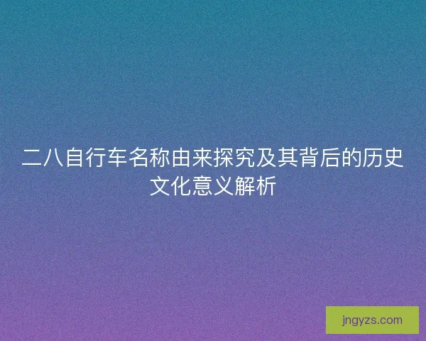 二八自行车名称由来探究及其背后的历史文化意义解析