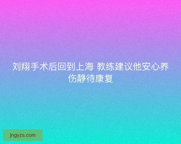 刘翔手术后回到上海 教练建议他安心养伤静待康复