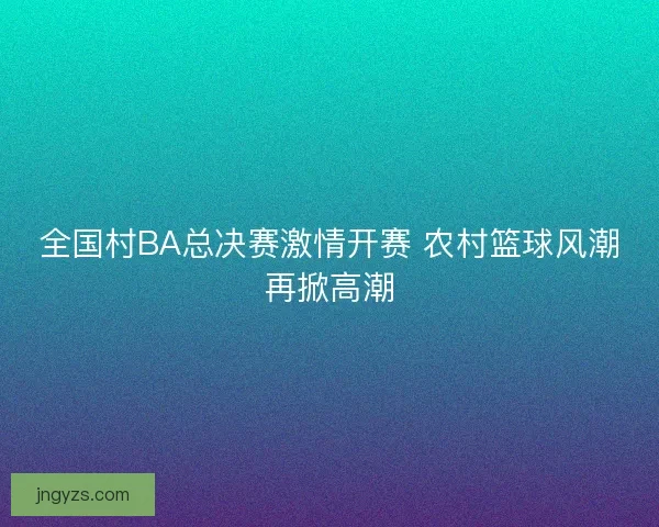 全国村BA总决赛激情开赛 农村篮球风潮再掀高潮