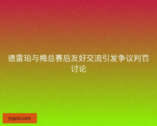 德雷珀与梅总赛后友好交流引发争议判罚讨论